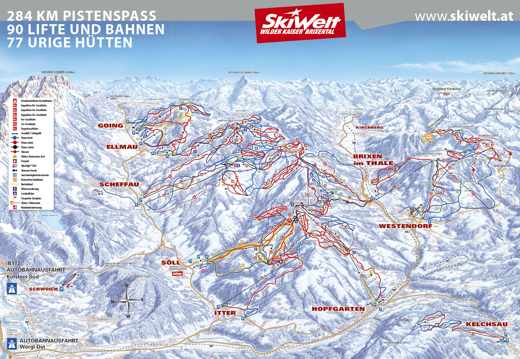 Brixen im Thale Tirol, SkiWelt Wilder Kaiser - Brixental, Skigebiet